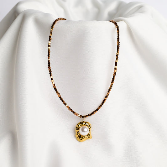 Abstract Pearl Drop Necklace